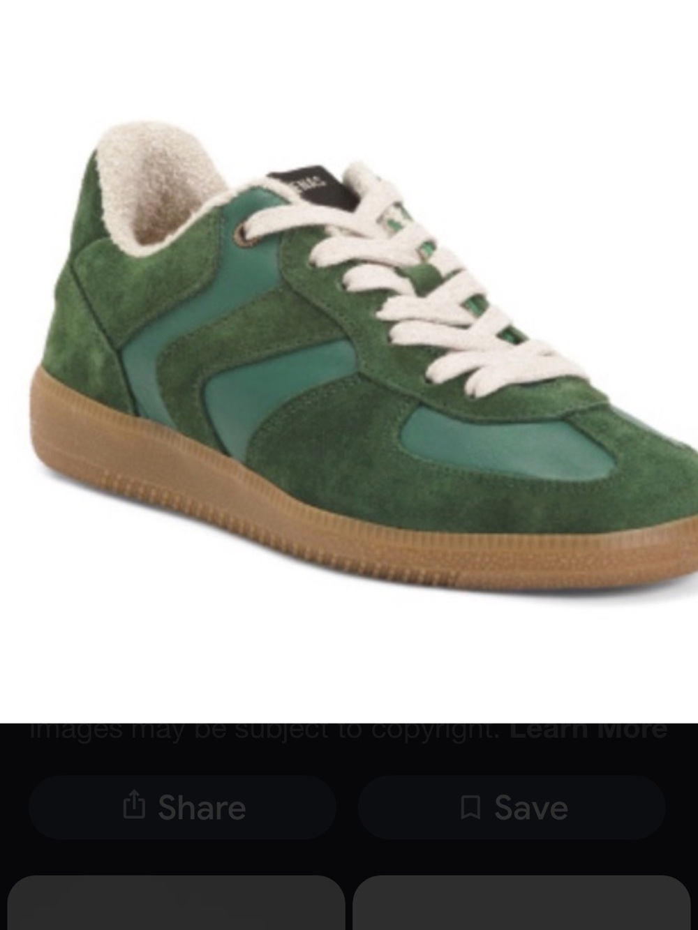 Women's Green Suede Athletic Sneaker with Cream Laces